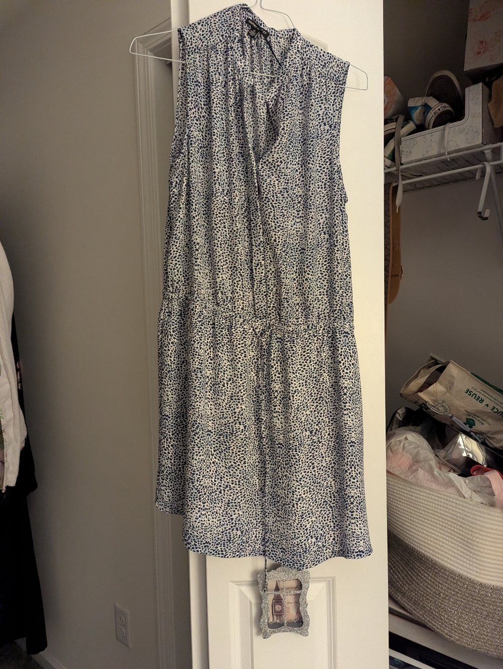 Hilary Radley Navy and White Printed Culotte Lined One Piece Dress